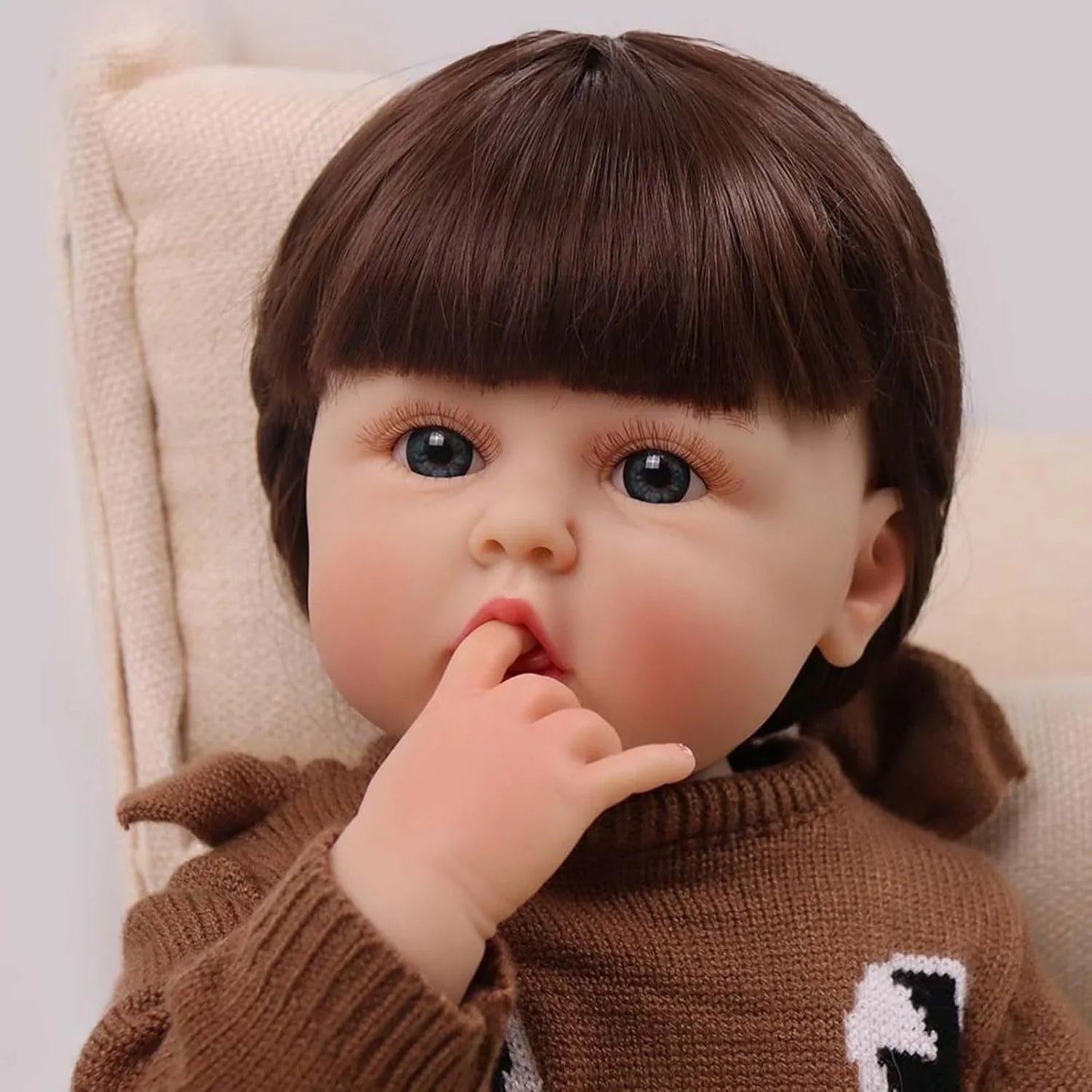 Lifelike Reborn Baby Girl Doll – Toddler with Realistic Sound & Brown Hair