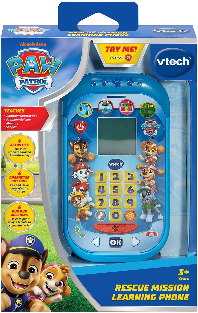 VTech PAW Patrol Rescue Mission Learning Phone | Interactive Educational Toy Phone with 6 Character Buttons, Learning Games, Sounds & Mission Activities for Kids