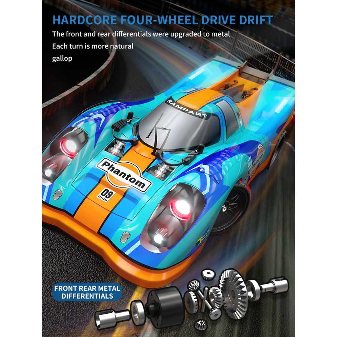 SCY 1:16 -(16307) PRO Brushless RC Car – 4WD High-Speed Racing Car | Drift| 7-Mode & LED Lights | 2.4GHz Remote | 1500mAh (Blue– Pro Version)