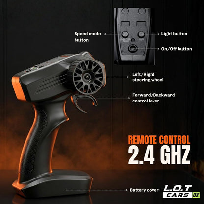 Zipp Remote Control Car | 20 km/h 2.4GHz RC Drift Car | 4x4 Drifting Car with 100m Remote Range | Multi-Mode LED & Special Exhaust Lights | Tuner Black