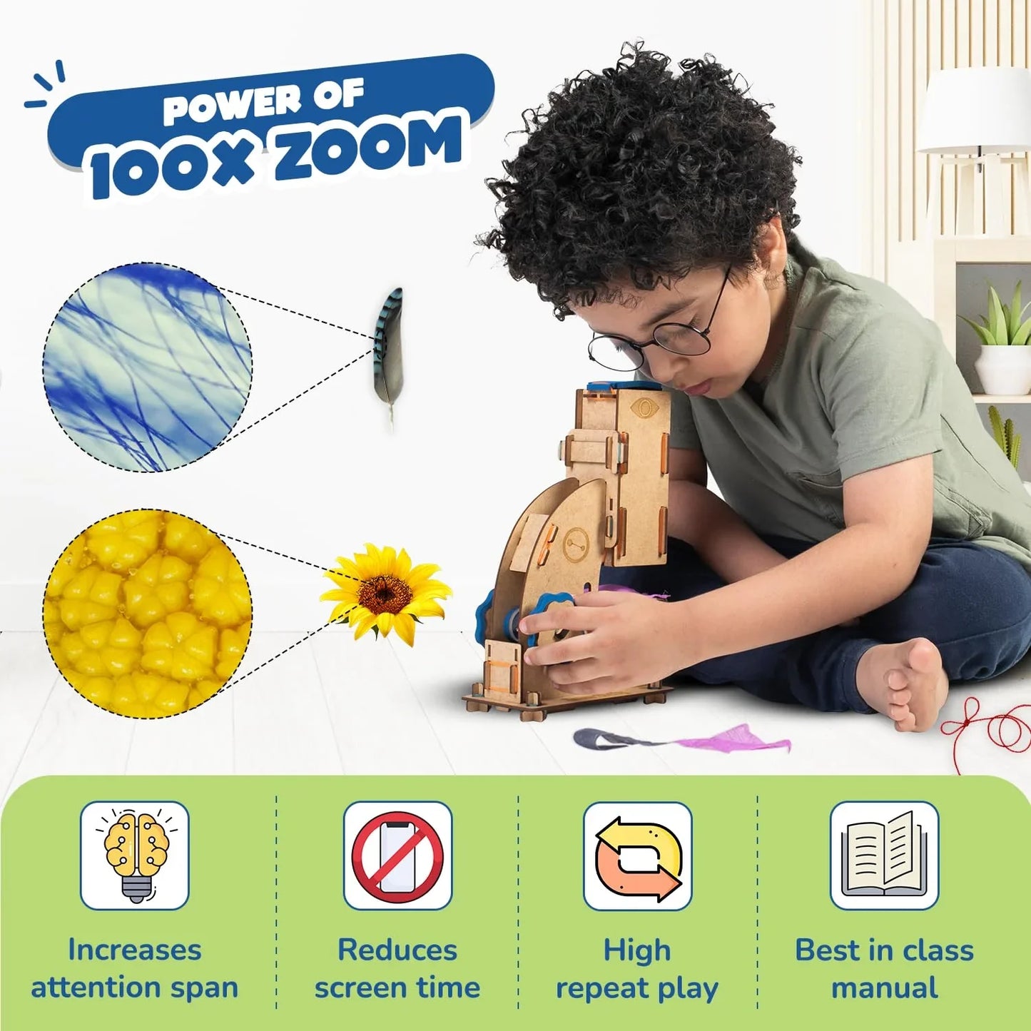 Smartivity Microscope Toy 100x Zoom for Kids 8-14 | STEM Science Kit | DIY Educational Toy | Birthday Gift for Boys & Girls - Jaiman Toys