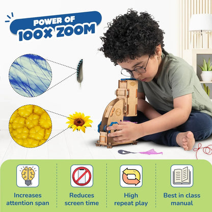 Smartivity Microscope Toy 100x Zoom for Kids 8-14 | STEM Science Kit | DIY Educational Toy | Birthday Gift for Boys & Girls - Jaiman Toys