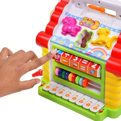 HOLA House Party Educational Toys, Baby House with Shape Sorters, Musical Piano Keys, Counting Math Beads ,Blocks Activity Cube ,Play Cube for Kids - 739 - Jaiman Toys