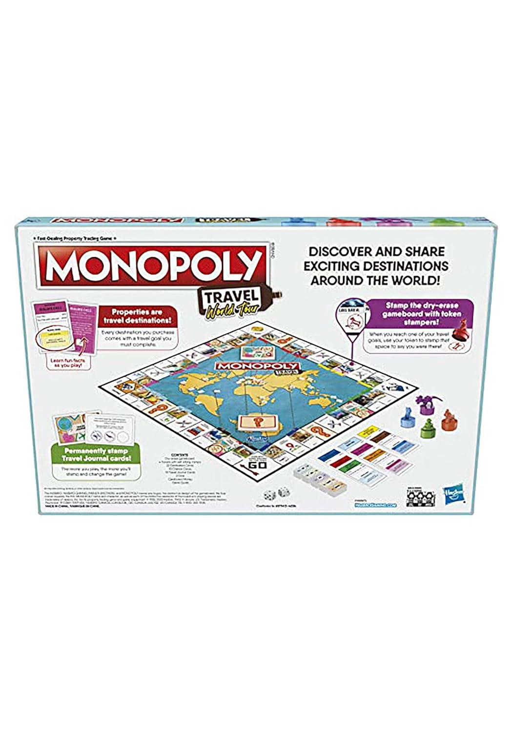 Monopoly - Travel World Tour Board Game, for Families and Kids Dry-Erase Gameboard - Borad Game for Boys and Girls Ages 8+ for 2-4 Players