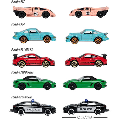 Majorette Porsche Edition Diecast Car Gift Pack – Set of 5 Porsche Model Cars | Premium Metal Collectible Vehicles with Opening Parts