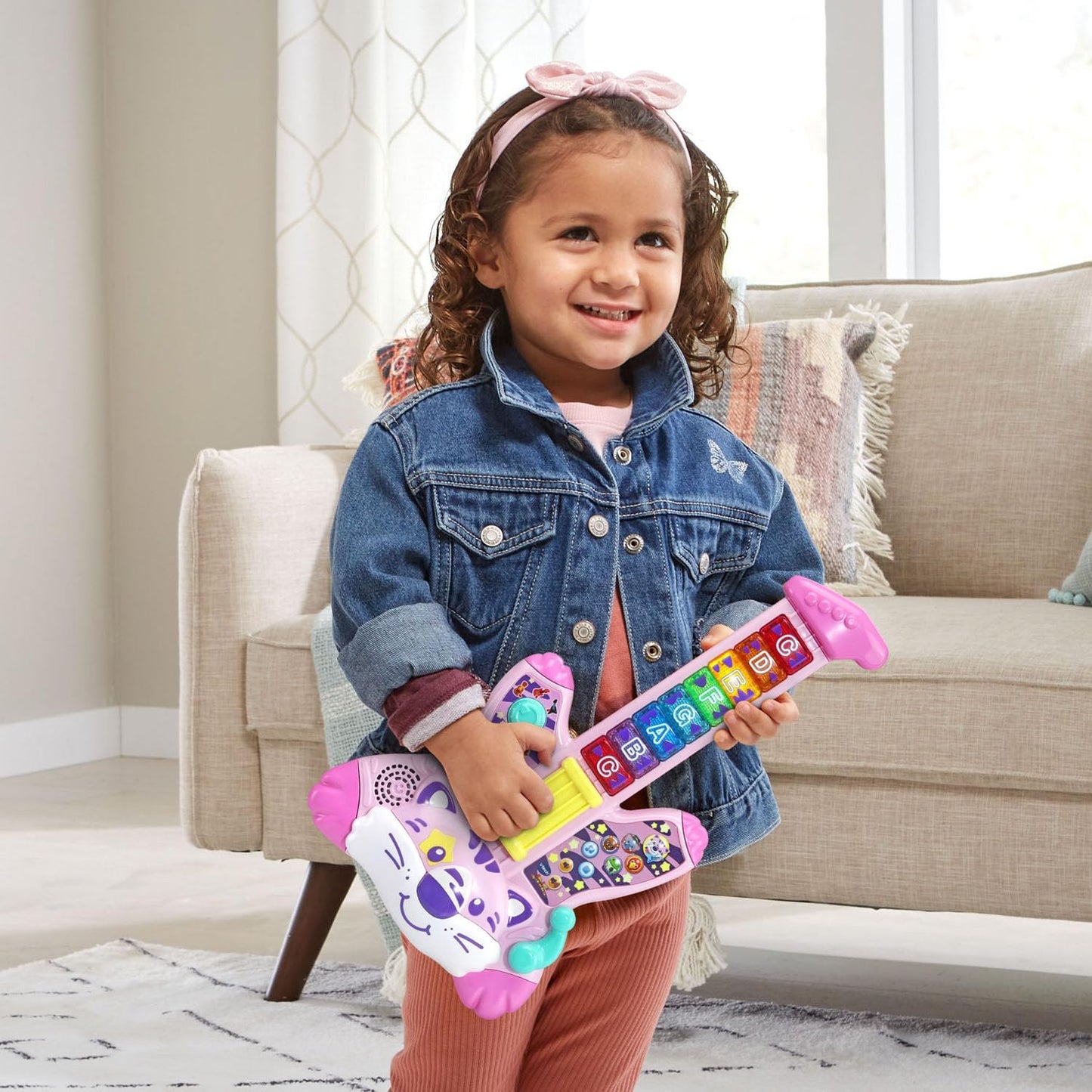 VTech Zoo Jamz Tiger Rock Guitar, Pink | Interactive Musical Learning Guitar with Lights, Songs, Animal Sounds & Educational Toy for Toddlers