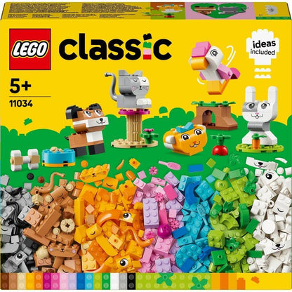 LEGO Classic 11034 Creative Pets, Brick Box Set with Animal Building Toys for 5 Plus Year Old Girls & Boys with Toy Dog, Cat, Rabbit, Hamster and Bird Figures, Gift for Kids