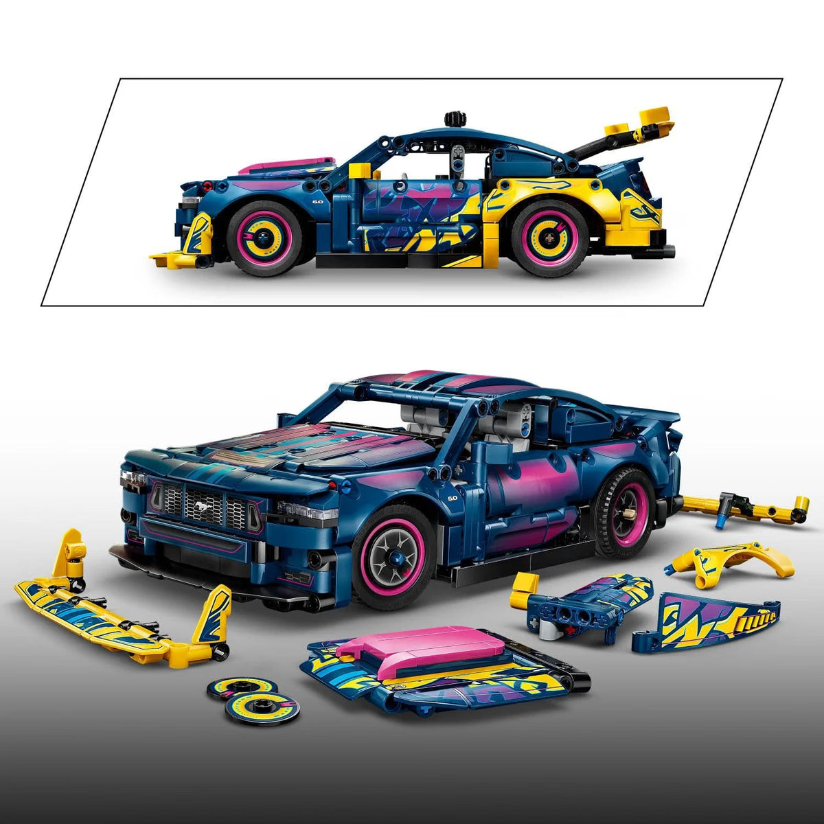LEGO 42236 Technic Custom Garage Ford Mustang GT – 973-Piece Customizable Car Building Set, Ages 10+