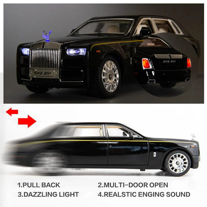 Che-ZHI  1:24 Scale Rolls-Royce Phantom Die-Cast Black Model with Lights and Sounds