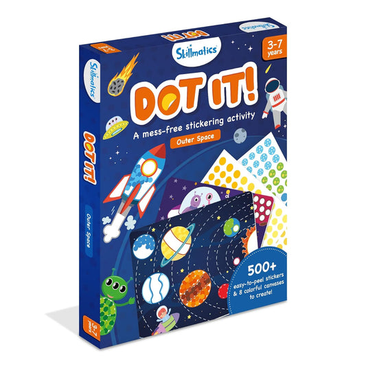 Skillmatics Art Activity - Dot It Space, No Mess Sticker Art for Kids, Craft Kits, DIY Activity, Gifts for Boys & Girls Ages 3, 4, 5, 6, 7, Travel Toys for Toddlers, Paper, Multicolor