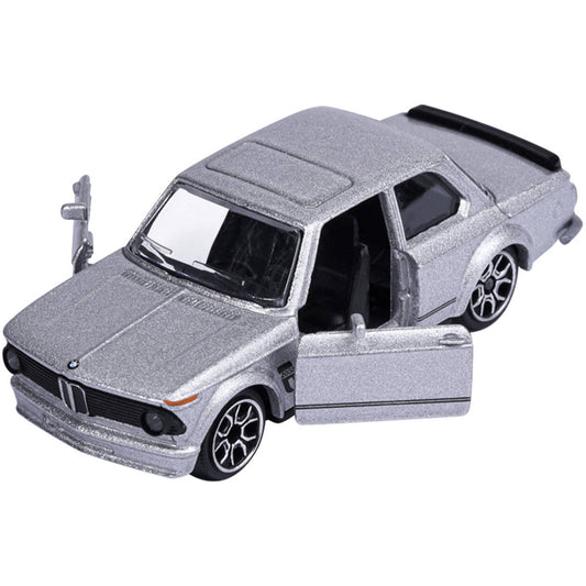 Majorette 1:64 Scale BMW 2002 Turbo Vintage Premium Die-Cast Metal Free-Wheel Collectible Model Car with Opening Parts for Kids & Car Collectors Ages 3+ – Silver