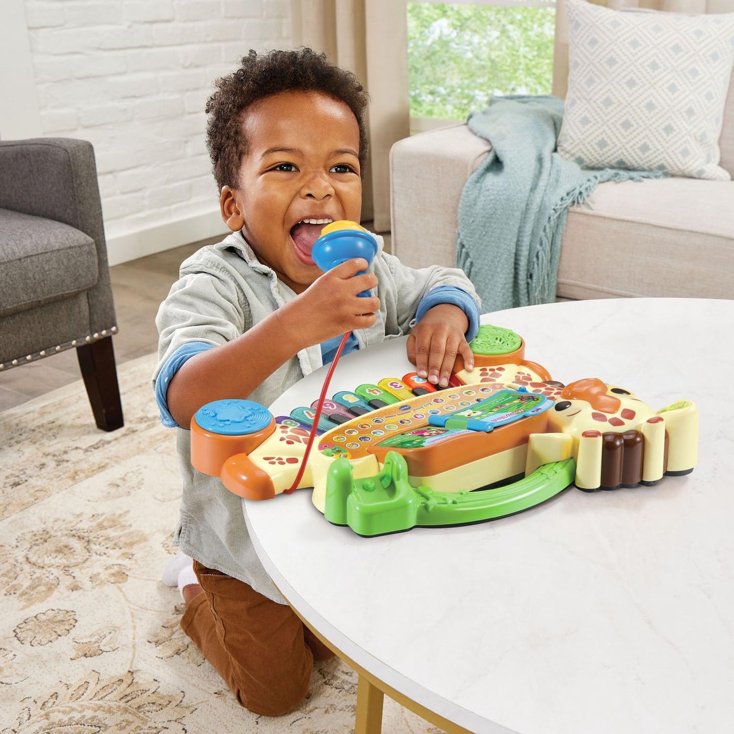 VTech Zoo Jamz Giraffe Piano | Interactive Musical Learning Piano with Light-Up Keys, Microphone, Songs, Animal Sounds & Music Activities for Toddlers