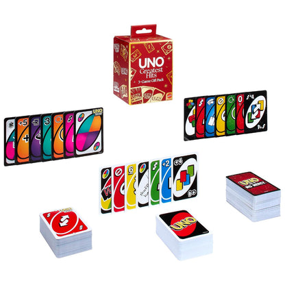 Mattel Games UNO Greatest Hits Gift Pack – UNO, UNO Flip & UNO Show ’Em No Mercy 3 Card Games Set
