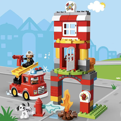 LEGO 10903 Duplo Fire Station Building Blocks Set (76 Pcs) – Educational Construction Toy for Kids, Multi-Color