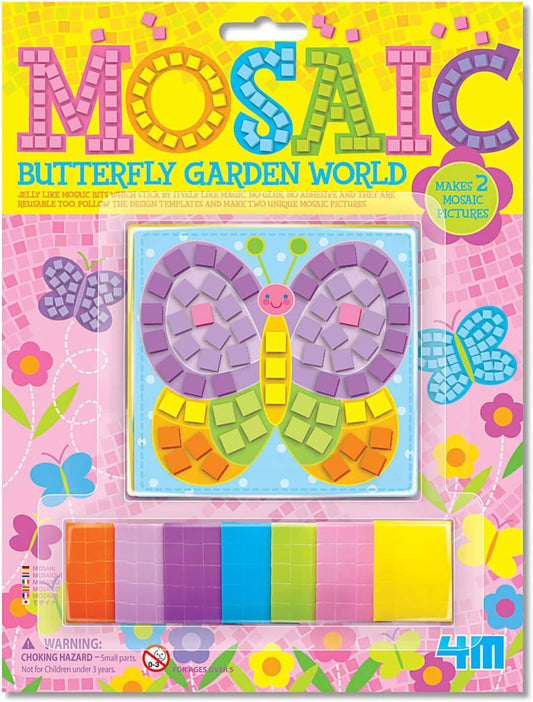 4M Butterfly Garden World Mosaic – Creative DIY Craft Kit for Kids, Educational Art & Mosaic Activity Set, Colorful Butterfly Garden Craft Kit for Children