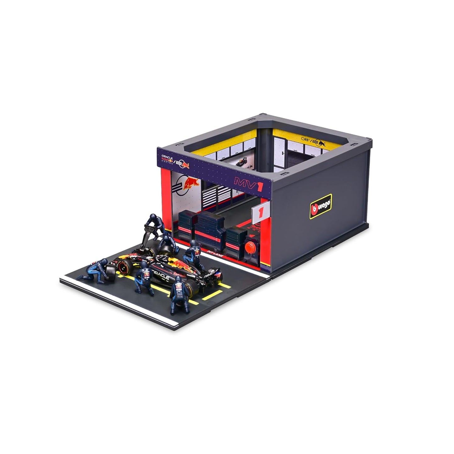 Bburago Oracle Red Bull Racing F1 Pit Pass Playset 1:43 Scale – RB19 Car with 6 Figures