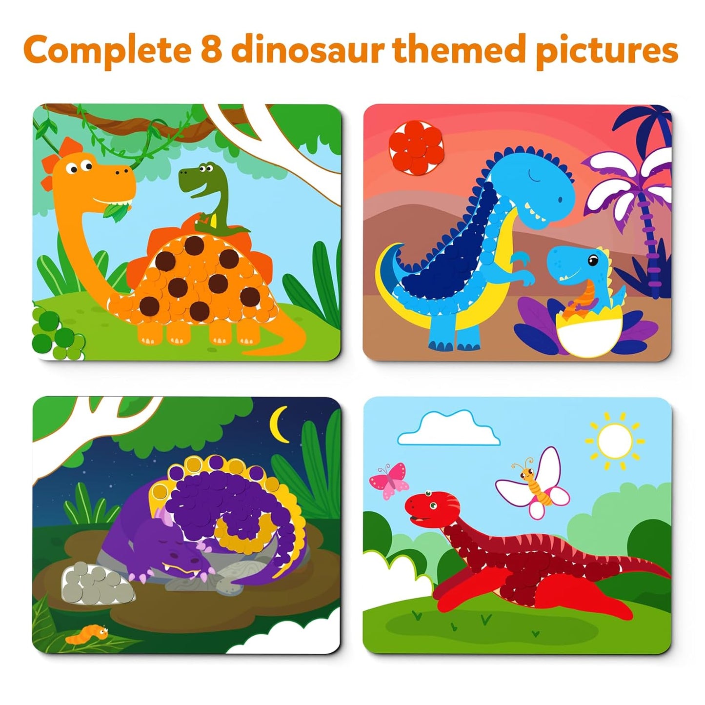 Skillmatics Art Activity - Dot It Dinosaurs, No Mess Sticker Art for Kids, Craft Kits, DIY Activity, Gifts for Boys & Girls Ages 3, 4, 5, 6, 7, Travel Toys for Toddlers, Paper, Multicolor