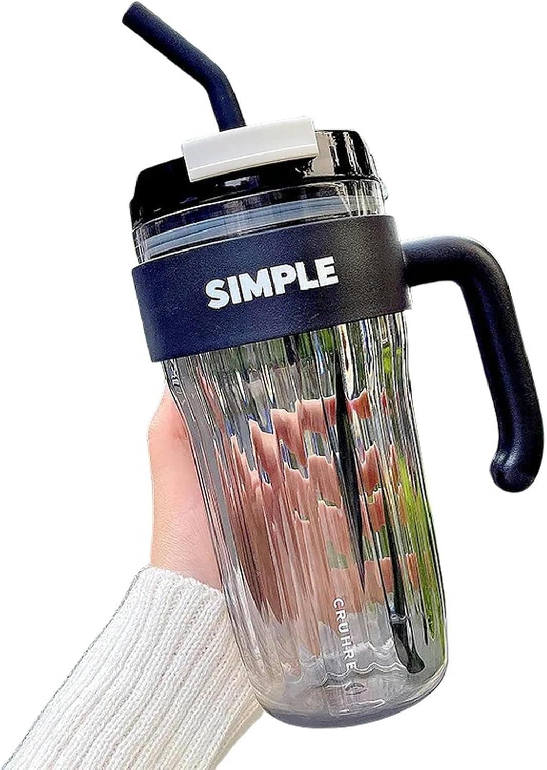 Simple Coffee Tumbler Leak-Resistant Lid & Handle with Straw (920 ml) - Jaiman Toys