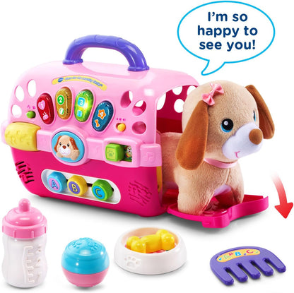 VTech Care for Me Learning Carrier Electronic Pet Carrier with Plush Puppy & Accessories – Interactive Educational Toy for Toddlers 9-36 Months