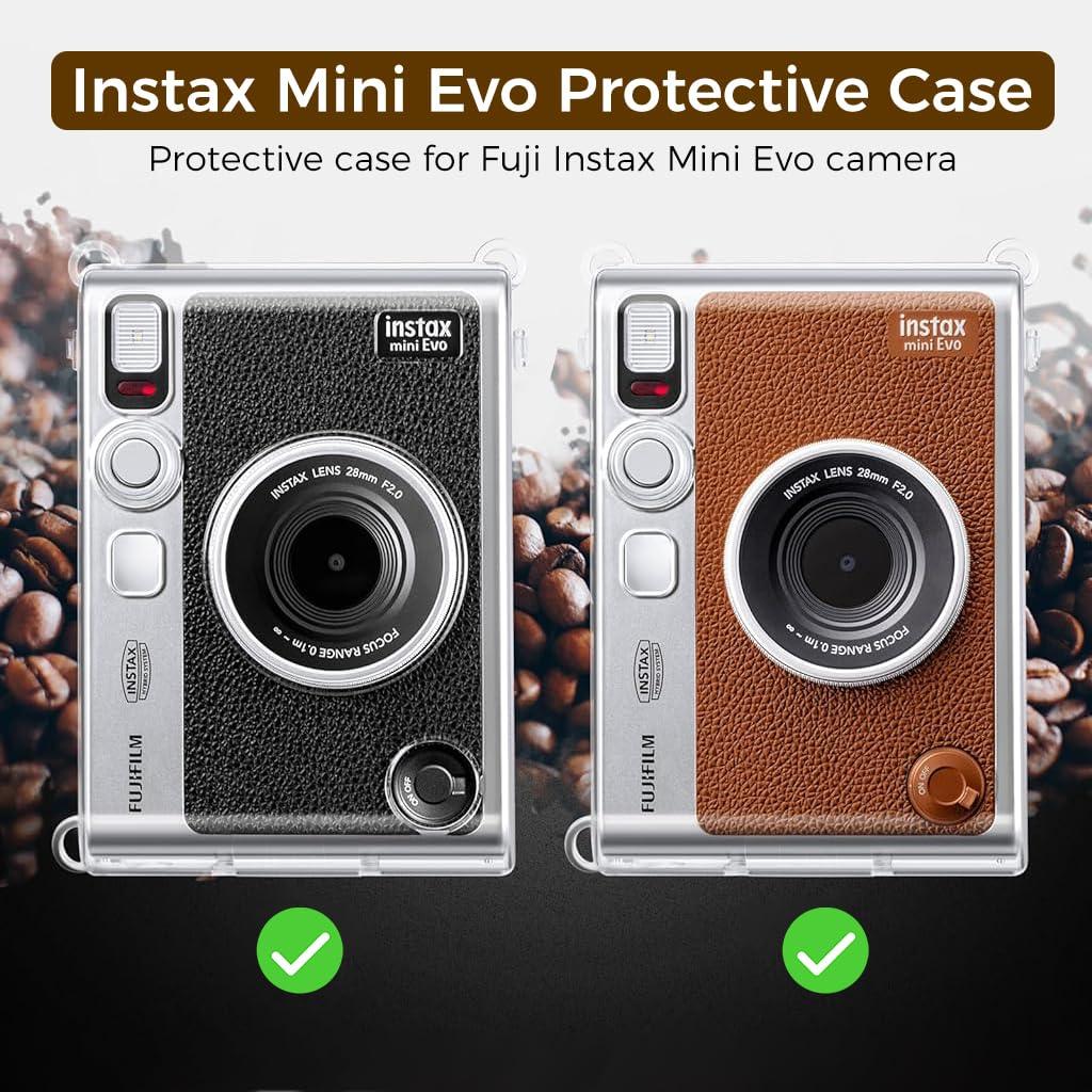 Crystal Clear Protective Case for Fujifilm Instax Mini Evo – Sleek Transparent PC Shell with Attachable Loop - Jaiman Toys