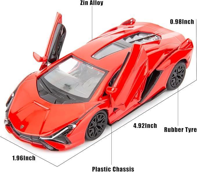 RMZ City 1:36 Lamborghini Sián FKP 37 Die-Cast Car – Red | Openable Doors, Pull Back & Go