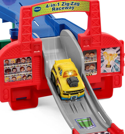 VTech Go! Go! Smart Wheels 4-in-1 Zig-Zag Raceway | Interactive Multi-Level Raceway Playset with SmartPoint® Vehicle, Lights, Sounds & 4 Track Configurations