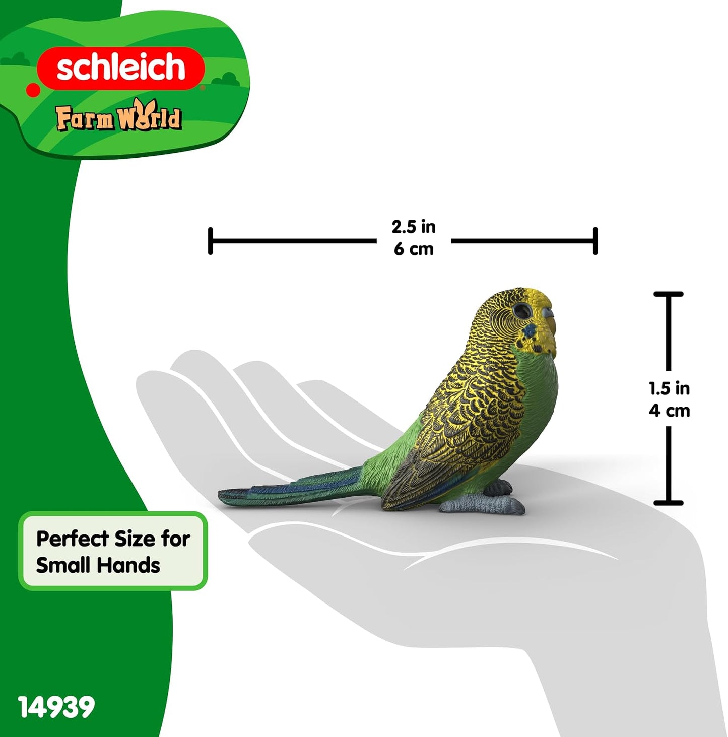Schleich Farm World - Budgie Parakeet Toy Figurine - Kids Ages 3+ | 14939 | Farm Animal Figurine, Realistic Animal Toys, Bird Toy for Kids 3+, Screen-Free Imaginative Pretend Play, Montessori Toy