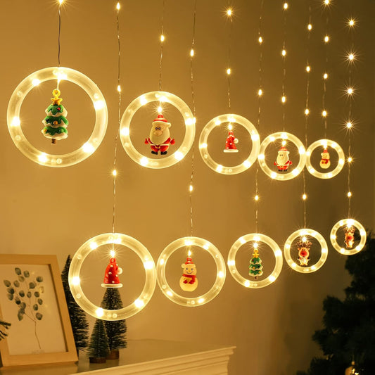 Christmas Window LED Curtain Lights 3m x 0.65m | Warm White Fairy String Lights with 8 Modes – Xmas Window & Indoor Décor
