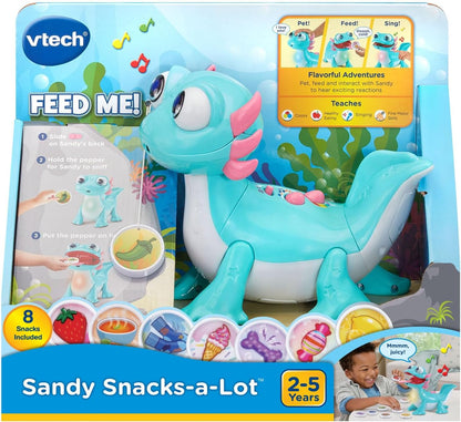 VTech Sandy Snacks-a-Lot Learning Toy for Toddlers | Interactive Feeding Dinosaur with Food Tokens, Lights, Sounds, Music & Early Learning Activities