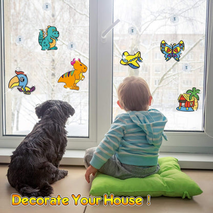 The Best Crafts Glitter Window Art Kit for Kids, 26 DIY Suncatcher Projects with 8 Window Paint Colors, Suction Cups & Design Patterns, Creative Arts & Crafts Activity Set for Boys & Girls Ages 6+, Birthday Gift