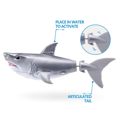 ZURU Robo Alive Robo Shark Water Activated Swimming Toy with Realistic Shark Movement, Swims in 5 Directions, Interactive Robotic Water Toy with Lifelike Design, Batteries Included, Bath Tub & Swimming Pool Toy for Kids Boys & Girls