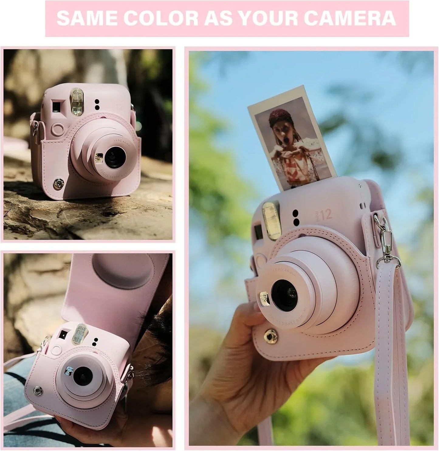 Pop & Snap in Style – Mini 12 Camera Case with Strap (Perfect Fit for Instax Mini 12) - Blossom Pink - Jaiman Toys