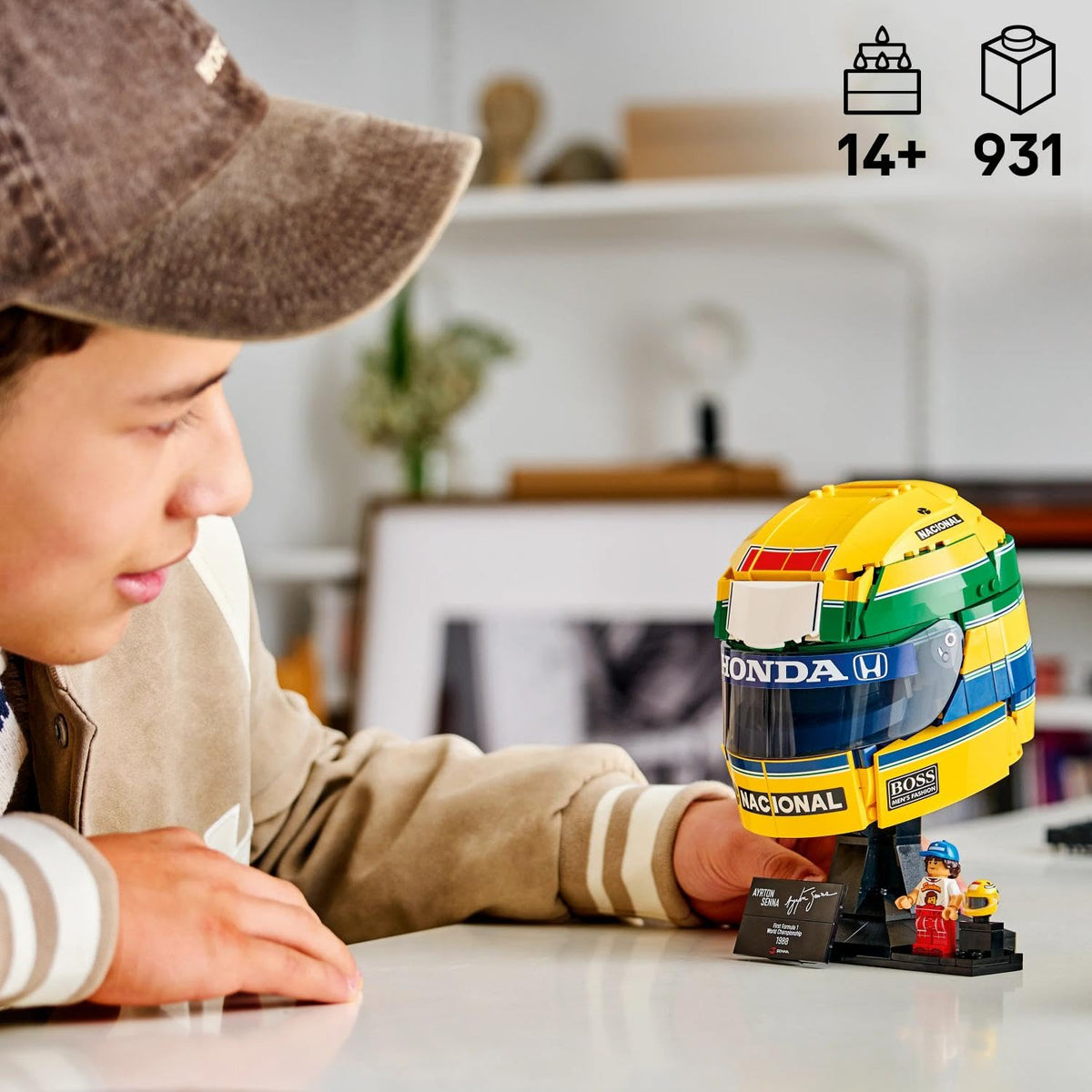 LEGO® Editions Ayrton Senna Helmet 43024 – F1® Racing Helmet Model Building Set | 931-Piece Collectible Display Model