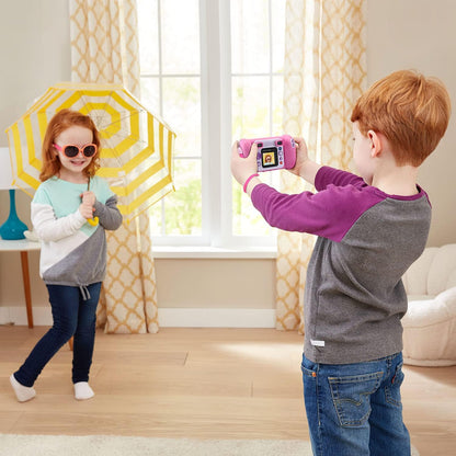 VTech KidiZoom Camera Pix Plus, Pink | Kids Digital Camera with 4X Digital Zoom, Selfie Mode, HD Photos & Videos, Voice Recorder, Games & Expandable Memory
