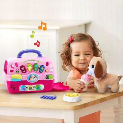 VTech Care for Me Learning Carrier Electronic Pet Carrier with Plush Puppy & Accessories – Interactive Educational Toy for Toddlers 9-36 Months