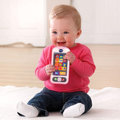 VTech Touch & Swipe Baby Phone Interactive Learning Toy with Lights, Sounds, Songs & Educational Activities | Pink