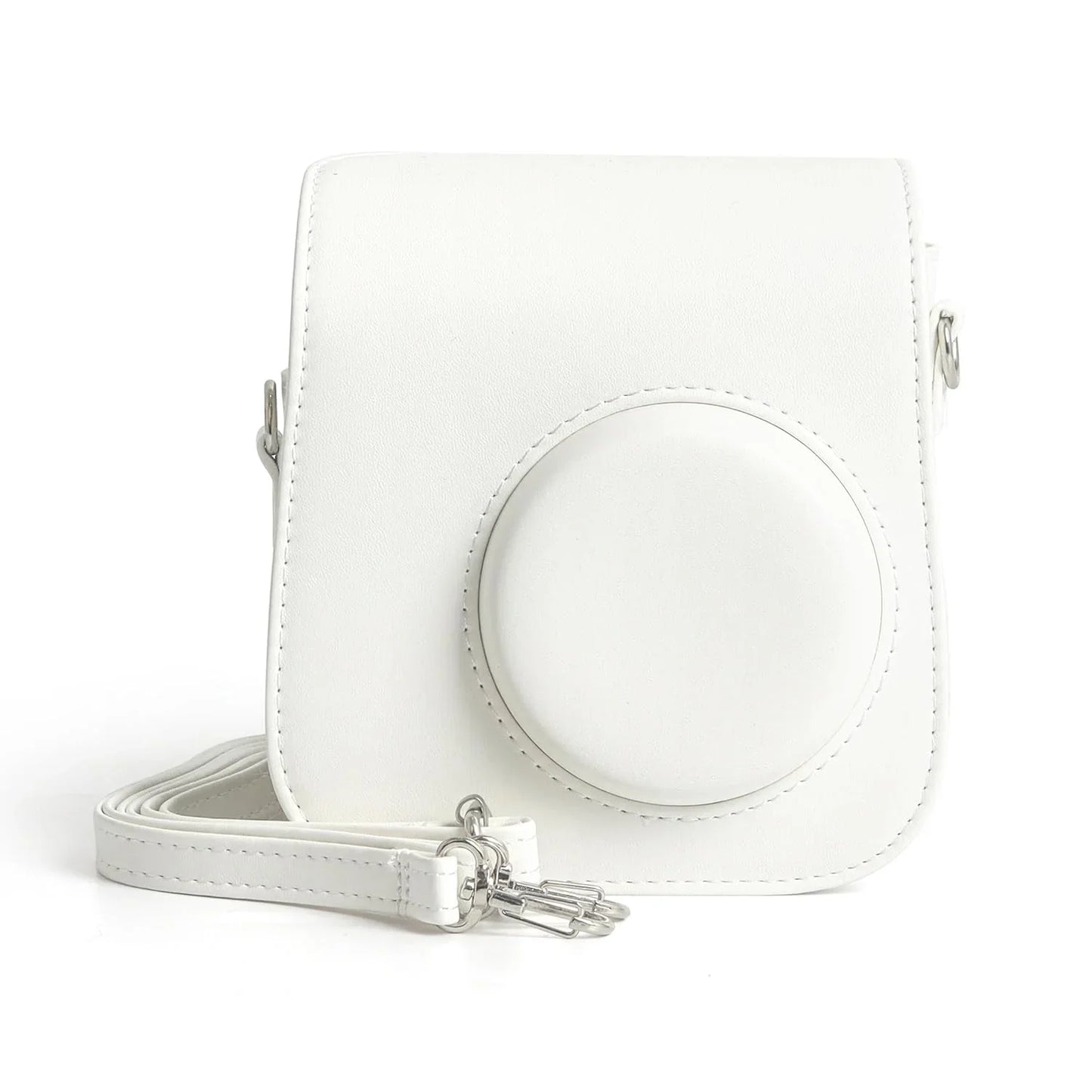 PU Leather Camera Case for Instax Mini SE – Protective Pouch with Adjustable Shoulder Strap - White - Jaiman Toys