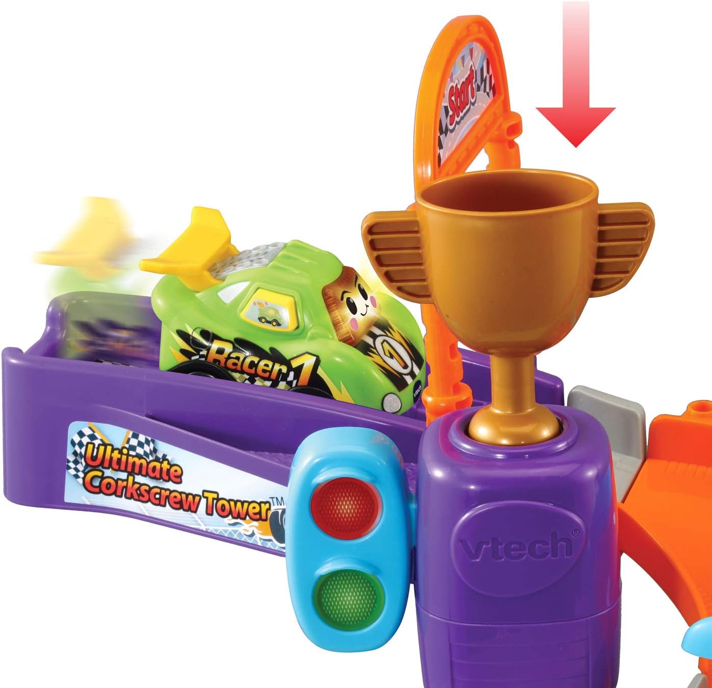 VTech Go! Go! Smart Wheels Ultimate Corkscrew Tower | Interactive Race Track Playset with Corkscrew Spiral, SmartPoint Vehicle & Educational Toy for Toddlers