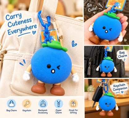Cute Blueberry Silicone Mini Pouch Keychain | 3D Fruit Bag Charm with Zipper Storage for Coins, Earbuds, Keys & Small Accessories