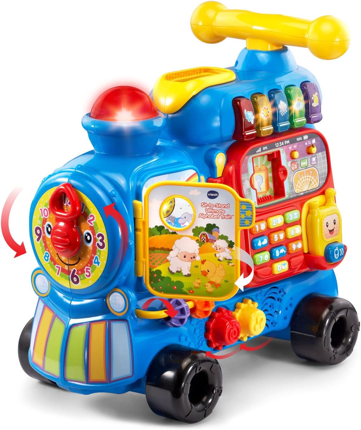 VTech Sit-to-Stand Ultimate Alphabet Train, Blue | Interactive Ride-On Learning Train with Alphabet Blocks, Music, Numbers, Phonics & Educational Activities for Toddlers