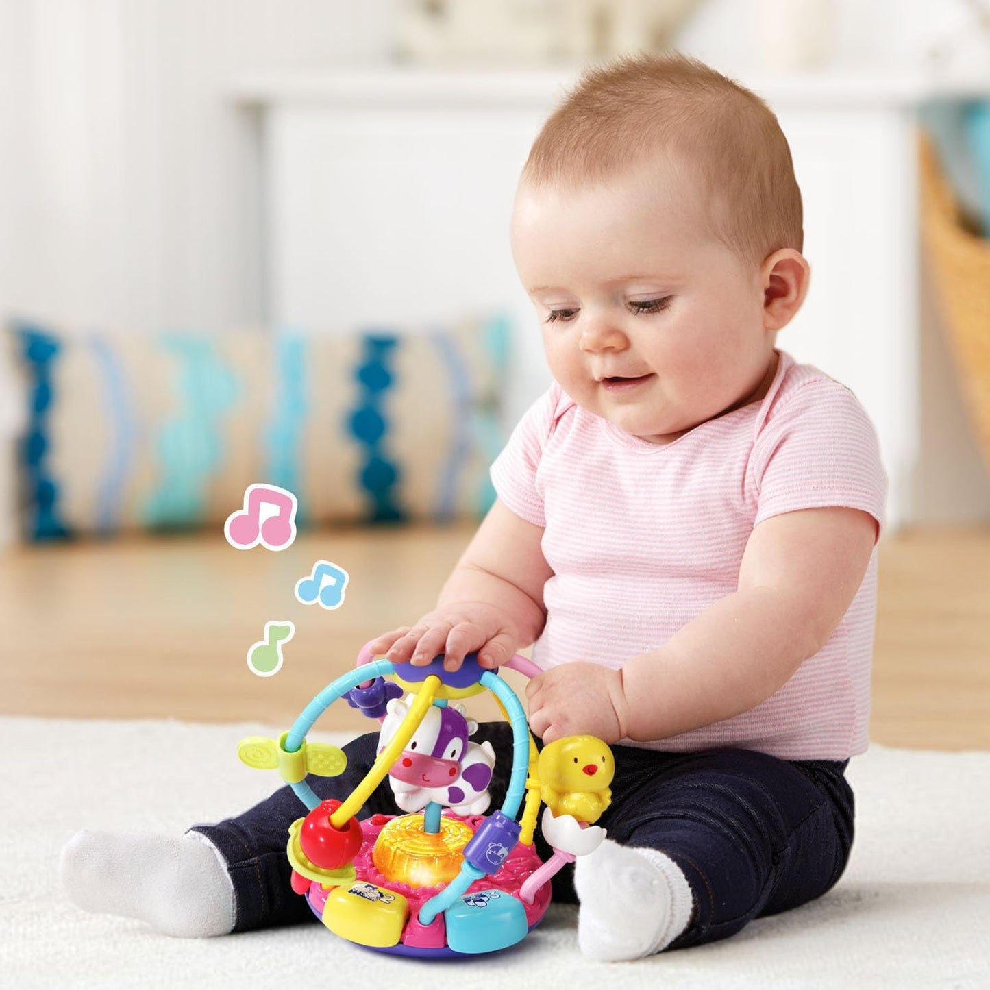 VTech Baby Lil' Critters Shake & Wobble Busy Ball, Purple | Interactive Light-Up Sensory Activity Toy with Music & Animal Friends