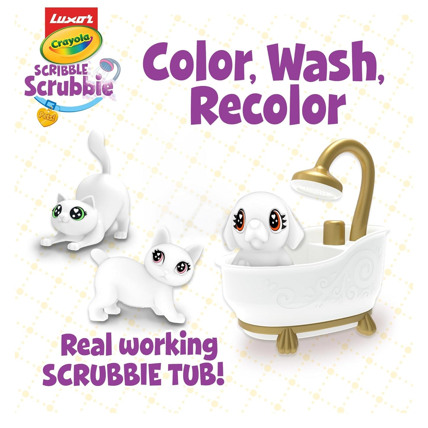 Luxor Crayola Scribble Scrubbie Pets Glam Pack | Color & Clean Washable Pet Playset for Kids