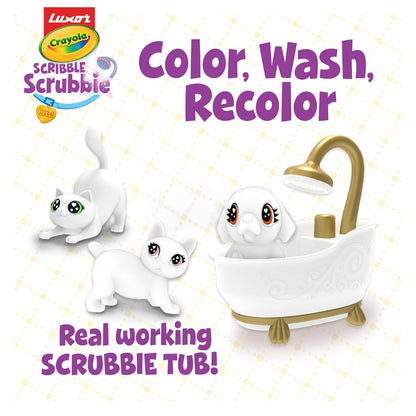 Luxor Crayola Scribble Scrubbie Pets Glam Pack | Color & Clean Washable Pet Playset for Kids