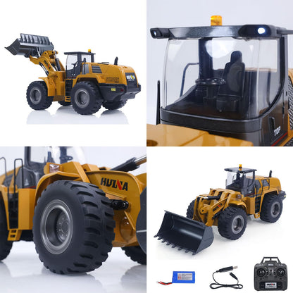 HUINA 1583 1:14 Scale RC Wheel Loader | 2.4GHz 10CH Remote Control Construction Vehicle with Electric Lifting Bucket, Lights & Sound | 14+