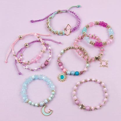 Make It Real Celestial Stones Bracelet Kit – DIY Jewelry Making Set for Kids | Create 8 Crystal-Inspired Charm Bracelets with 270 Pieces | Creative Craft Kit for Girls Ages 8+