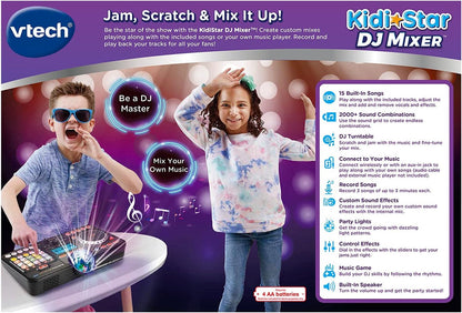 VTech Kidi Star DJ Mixer | Kids DJ Mixing Console with Bluetooth, DJ Turntable, Recording Studio, Sound Effects, Party Lights & Music Games | Interactive Music Toy