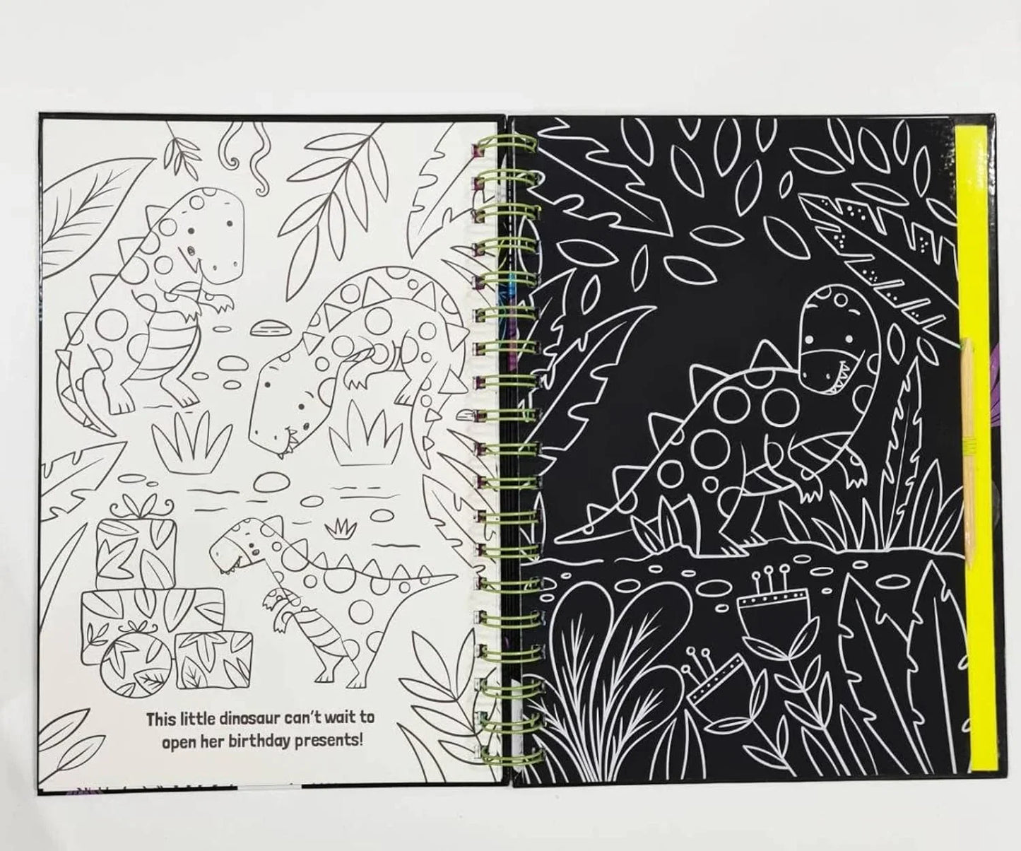 Dinosaur Scratch Art Activity Book for Kids –  Scratch Pages, Colouring Sheets, Stylus & Bonus Story
