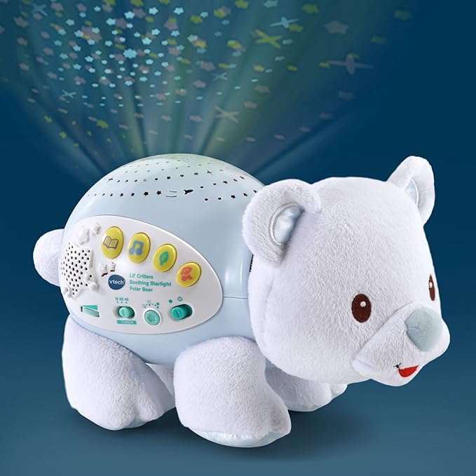 VTech Baby Lil' Critters Soothing Starlight Polar Bear Nursery Projector | Musical Night Light, Cry Sensor & Star Projection Sleep Soother