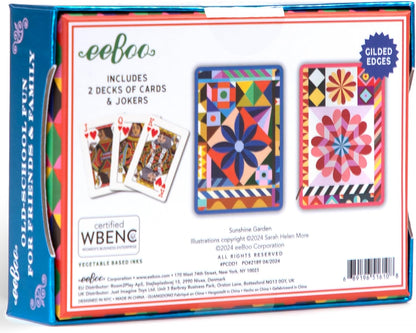 EeBoo Sunshine Garden Playing Cards – 2 Gilded Decks in Gift Box