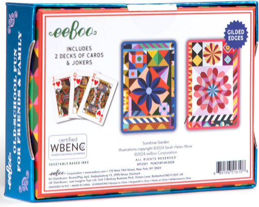 EeBoo Sunshine Garden Playing Cards – 2 Gilded Decks in Gift Box